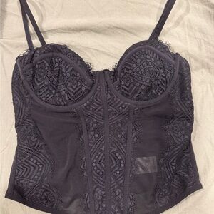 Garage Black Tank Top with Lace and Adjustable Straps